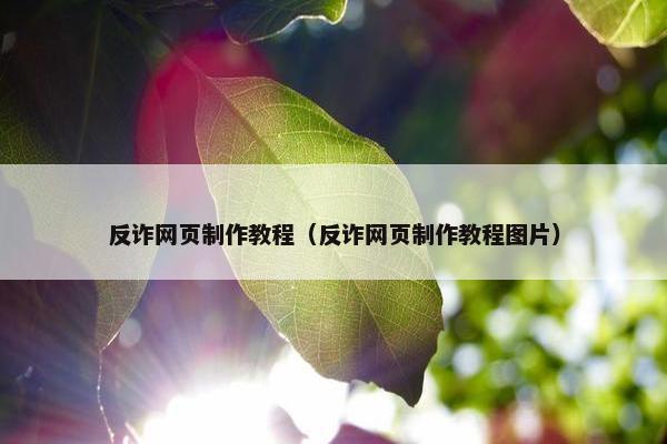 反诈网页制作教程（反诈网页制作教程图片）