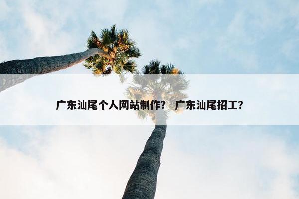 广东汕尾个人网站制作？ 广东汕尾招工？