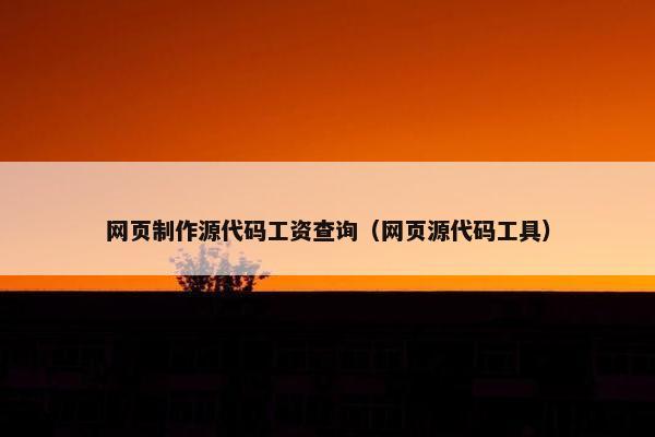 网页制作源代码工资查询（网页源代码工具）