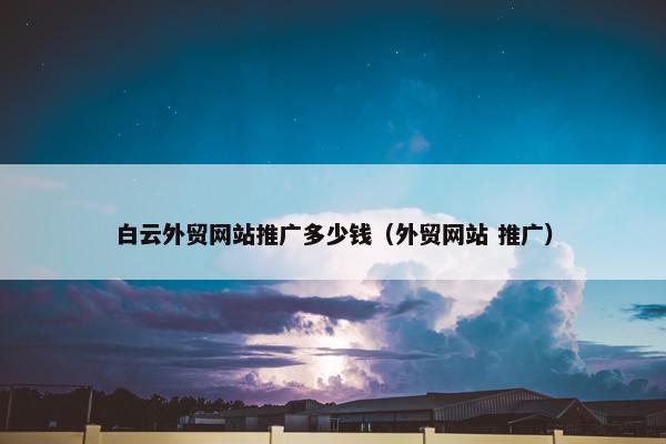 白云外贸网站推广多少钱（外贸网站 推广）