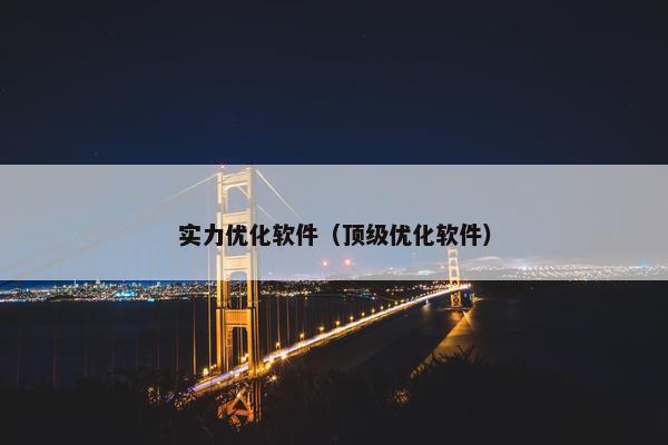 实力优化软件（顶级优化软件）
