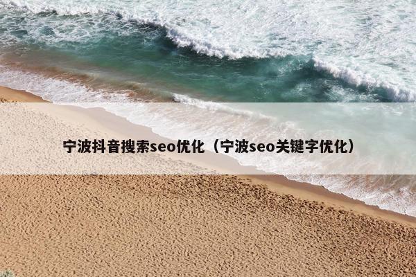 宁波抖音搜索seo优化（宁波seo关键字优化）