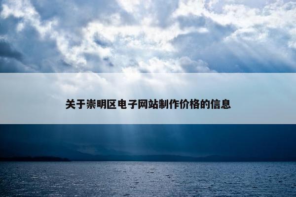 关于崇明区电子网站制作价格的信息