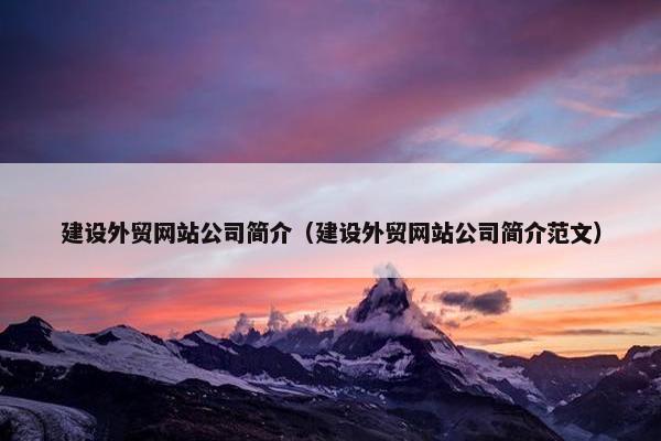 建设外贸网站公司简介（建设外贸网站公司简介范文）