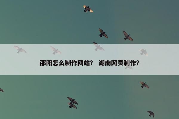 邵阳怎么制作网站？ 湖南网页制作？