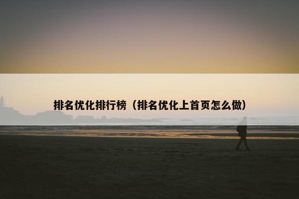 排名优化排行榜（排名优化上首页怎么做）