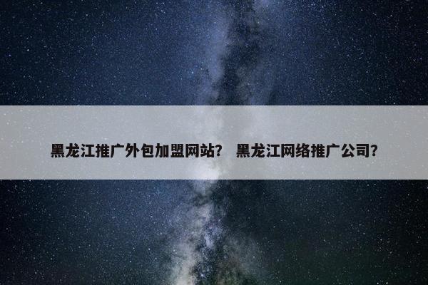 黑龙江推广外包加盟网站？ 黑龙江网络推广公司？