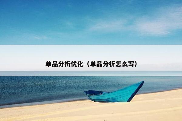 单品分析优化（单品分析怎么写）