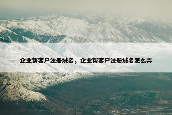 企业帮客户注册域名，企业帮客户注册域名怎么弄
