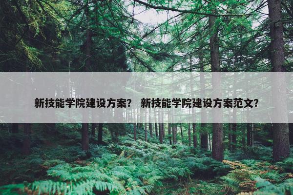 新技能学院建设方案？ 新技能学院建设方案范文？