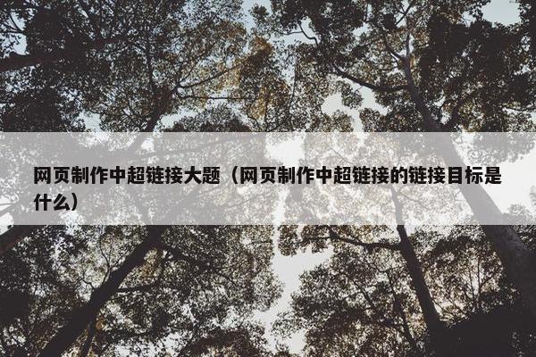 网页制作中超链接大题（网页制作中超链接的链接目标是什么）