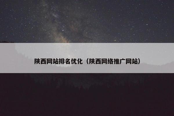 陕西网站排名优化（陕西网络推广网站）
