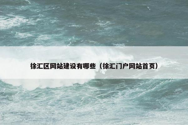 徐汇区网站建设有哪些（徐汇门户网站首页）