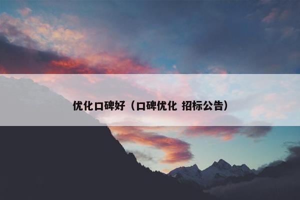 优化口碑好（口碑优化 招标公告）