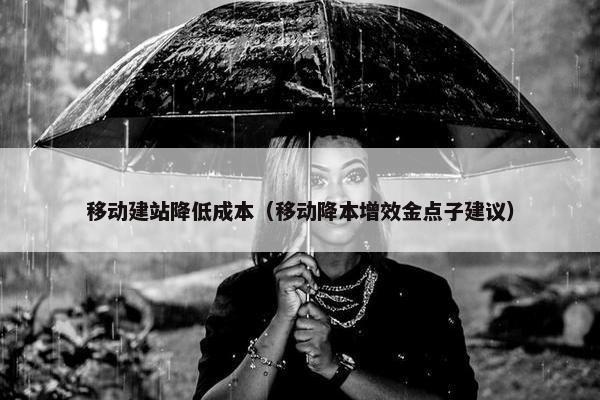 移动建站降低成本（移动降本增效金点子建议）