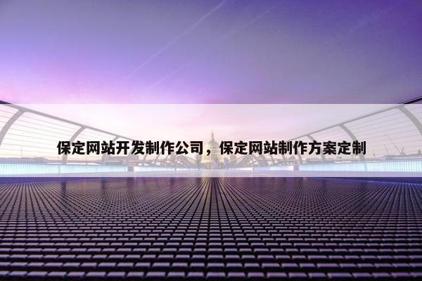 保定网站开发制作公司，保定网站制作方案定制