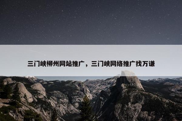 三门峡柳州网站推广，三门峡网络推广找万谦