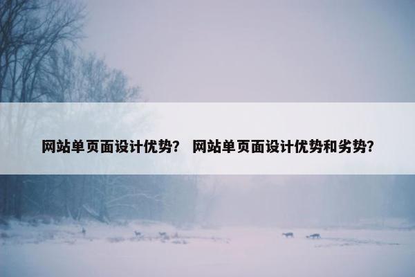 网站单页面设计优势？ 网站单页面设计优势和劣势？