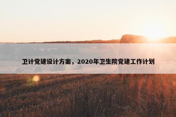卫计党建设计方案，2020年卫生院党建工作计划