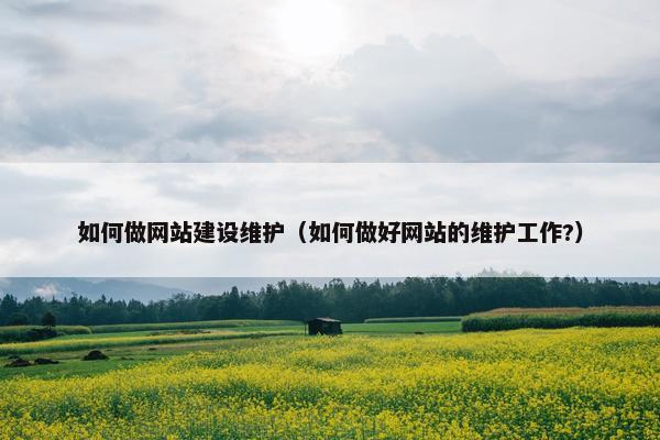 如何做网站建设维护（如何做好网站的维护工作?）