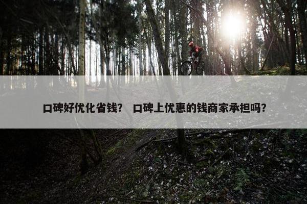 口碑好优化省钱？ 口碑上优惠的钱商家承担吗？