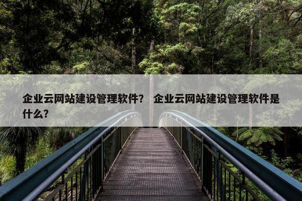 企业云网站建设管理软件？ 企业云网站建设管理软件是什么？
