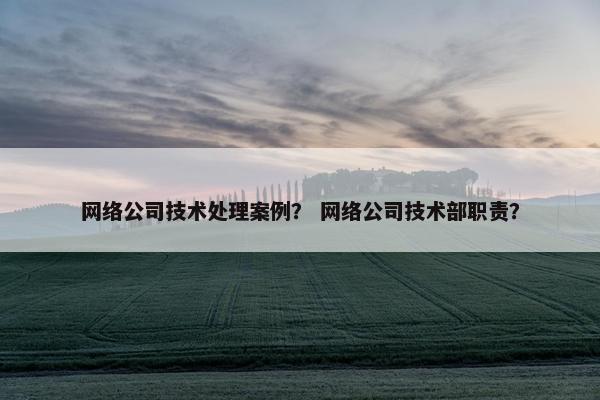 网络公司技术处理案例？ 网络公司技术部职责？