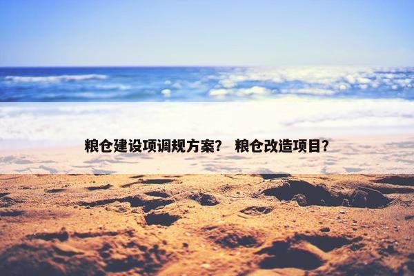 粮仓建设项调规方案？ 粮仓改造项目？