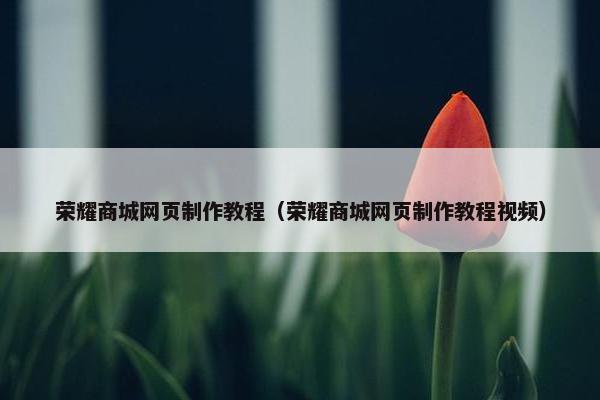 荣耀商城网页制作教程（荣耀商城网页制作教程视频）