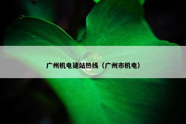 广州机电建站热线（广州市机电）