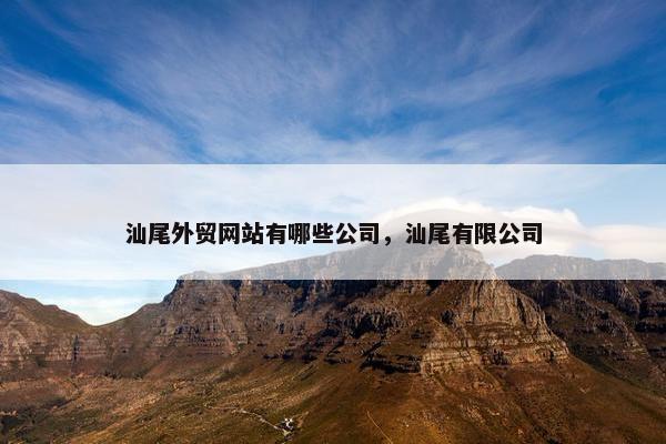 汕尾外贸网站有哪些公司，汕尾有限公司