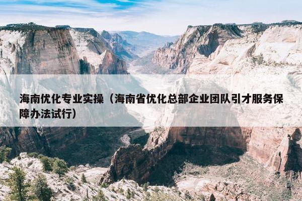 海南优化专业实操（海南省优化总部企业团队引才服务保障办法试行）