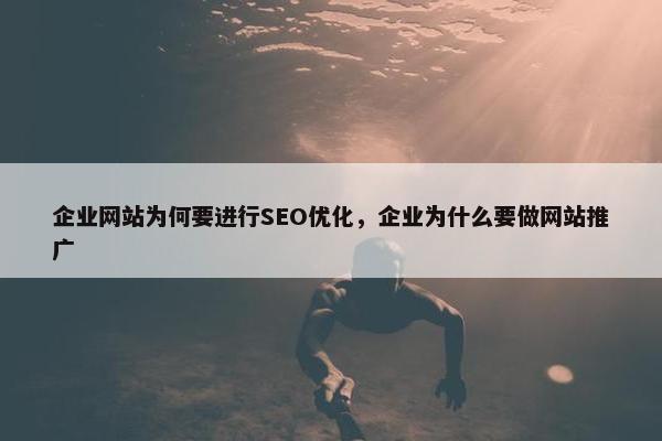 企业网站为何要进行SEO优化，企业为什么要做网站推广
