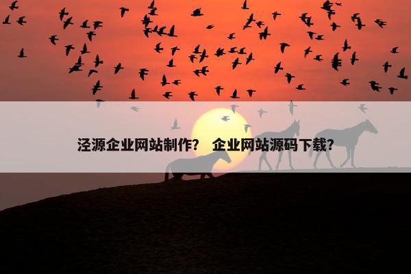 泾源企业网站制作？ 企业网站源码下载？