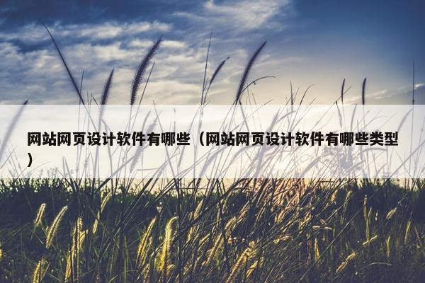 网站网页设计软件有哪些（网站网页设计软件有哪些类型）