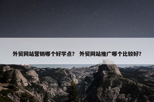 外贸网站营销哪个好学点？ 外贸网站推广哪个比较好？