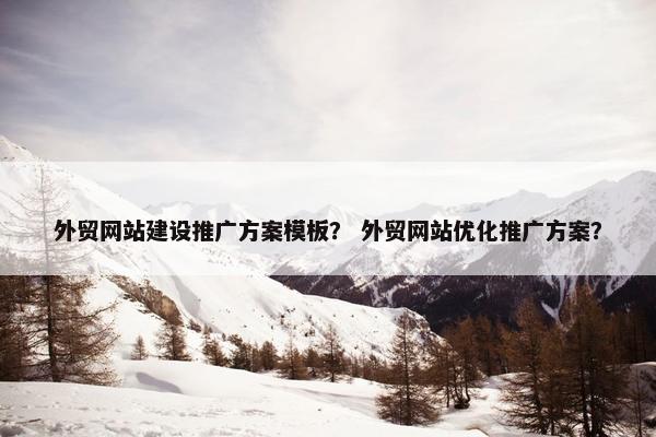 外贸网站建设推广方案模板？ 外贸网站优化推广方案？