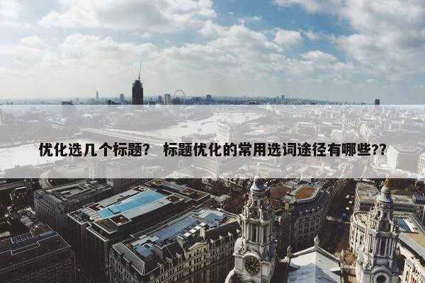优化选几个标题？ 标题优化的常用选词途径有哪些?？