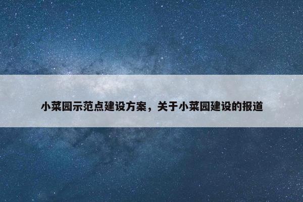 小菜园示范点建设方案，关于小菜园建设的报道