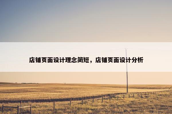 店铺页面设计理念简短，店铺页面设计分析