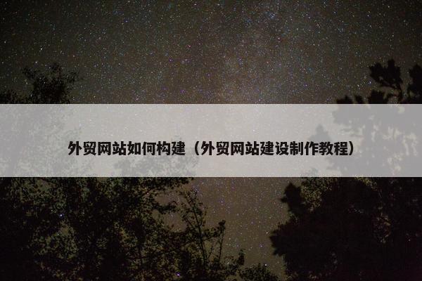 外贸网站如何构建（外贸网站建设制作教程）