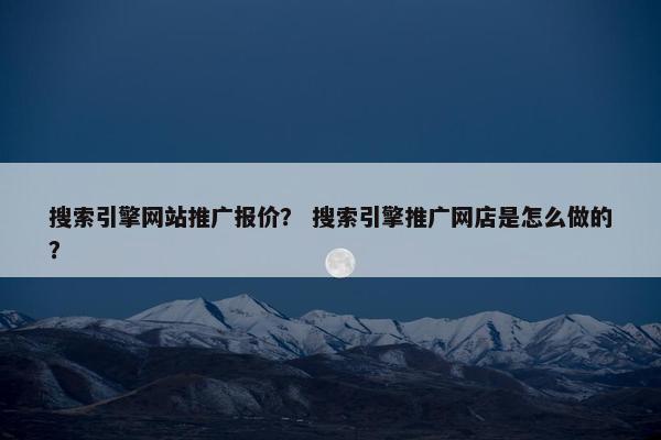 搜索引擎网站推广报价？ 搜索引擎推广网店是怎么做的？