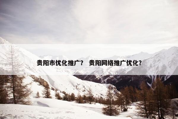 贵阳市优化推广？ 贵阳网络推广优化？