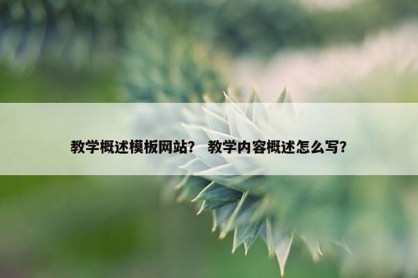 教学概述模板网站？ 教学内容概述怎么写？