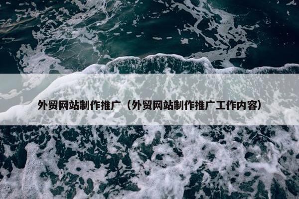 外贸网站制作推广（外贸网站制作推广工作内容）