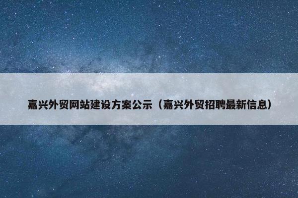 嘉兴外贸网站建设方案公示（嘉兴外贸招聘最新信息）