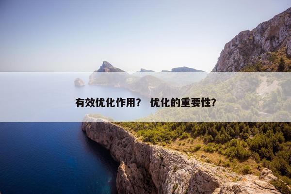 有效优化作用？ 优化的重要性？