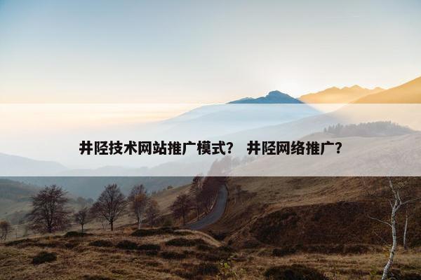 井陉技术网站推广模式？ 井陉网络推广？
