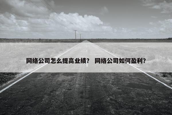 网络公司怎么提高业绩？ 网络公司如何盈利？