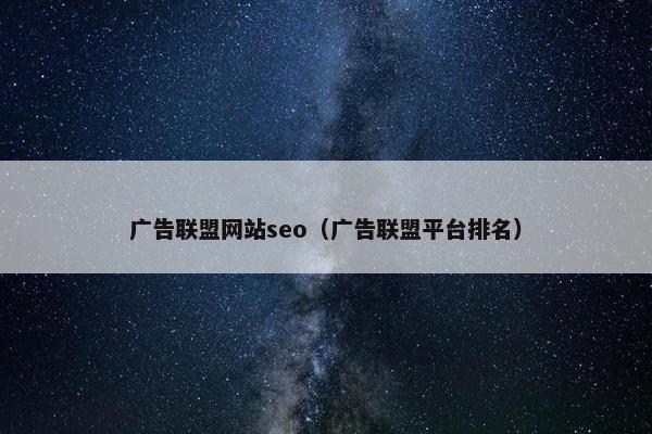 广告联盟网站seo（广告联盟平台排名）